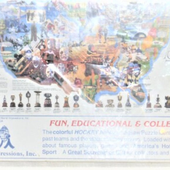 1994 World Impressions NHL HOCKEY PUZZLE Worlds Most Entertaining Puzzles Map - Picture 3 of 4
